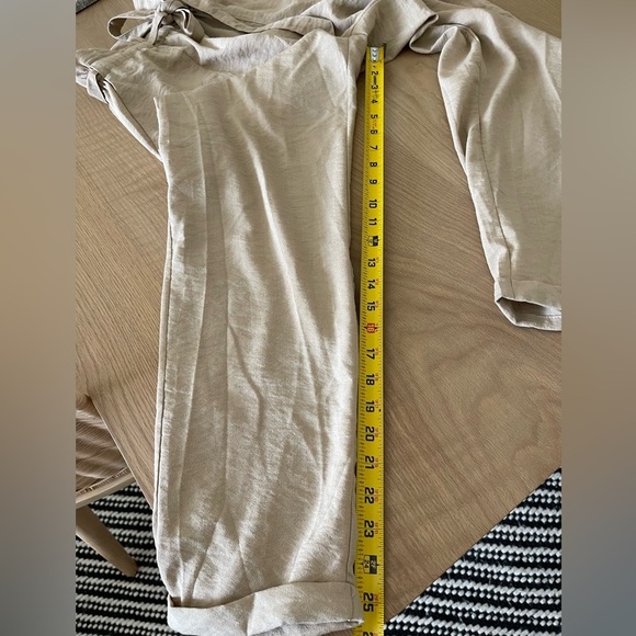 Lush| Tan Paperbag Trousers with tie waist and tapered leg—Size M••• - Picture 12 of 14